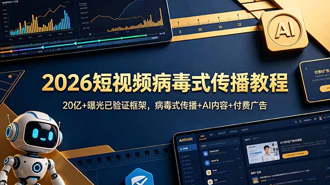 2026短视频病毒式传播教程:20亿+曝光已验证框架,病毒式传播+AI内容+付费广告-知芽创业社