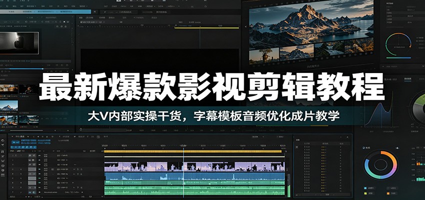最新爆款影视剪辑教程：大V内部实操干货，字幕模板音频优化成片教学-知芽创业社