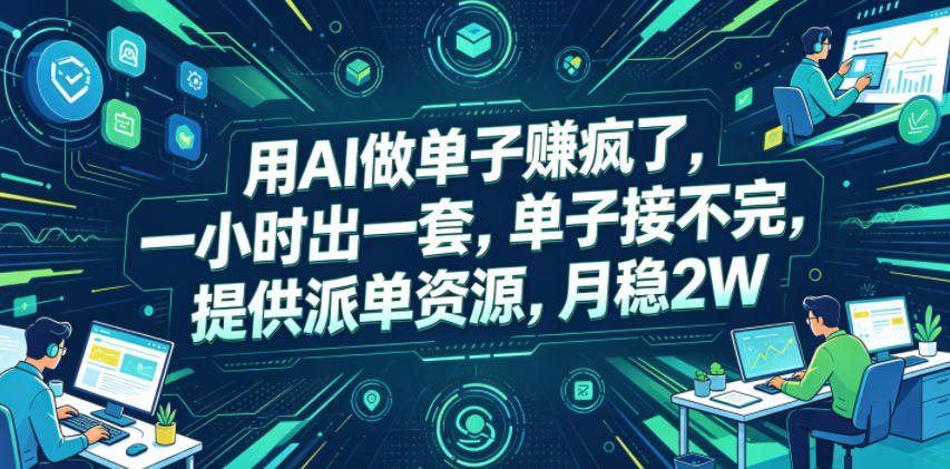 用AI做单子賺疯了，一小时出一套，单子接不完，提供派单资源，月稳2W【揭秘】-知芽创业社