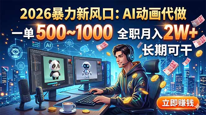 2026暴力新风口:AI动画代做,一单500~1000,全职月入2W+,长期可干-知芽创业社