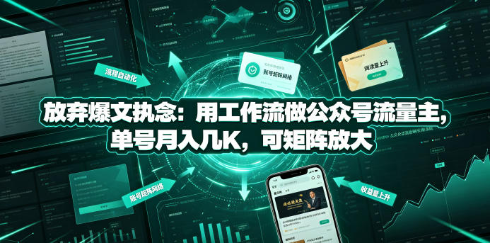 放弃爆文执念:用工作流做公众号流量主,单号月入几K,可矩阵放大-知芽创业社