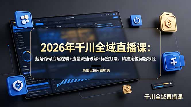 2026年千川全域直播课:起号稳号底层逻辑+流量流速破解+标签打法,精准定位问题根源-知芽创业社