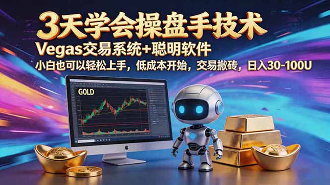 三天学会操盘手技术，vegas技术+聪明软件，小白也可以轻松上手，日入500+-知芽创业社