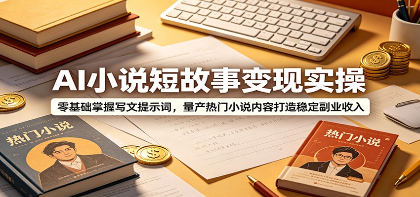 AI小说短故事变现实操：零基础掌握写文提示词，量产热门小说内容打造稳定副业收入-知芽创业社