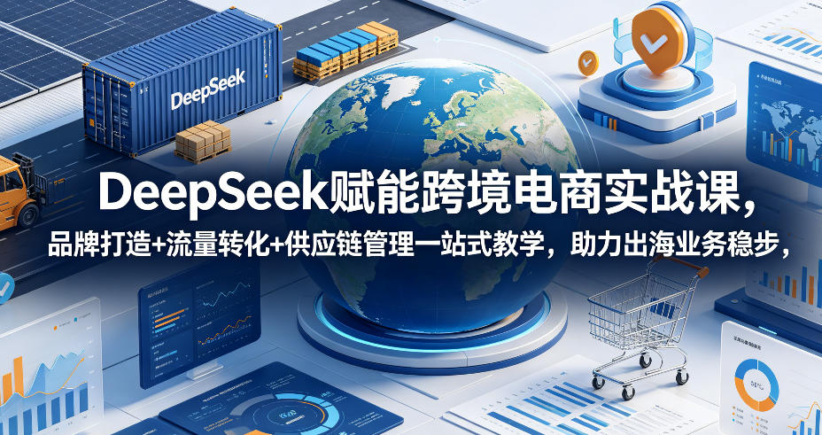 DeepSeek赋能跨境电商实战课,品牌打造+流量转化+供应链管理一站式教学,助力出海业务稳步发展-知芽创业社
