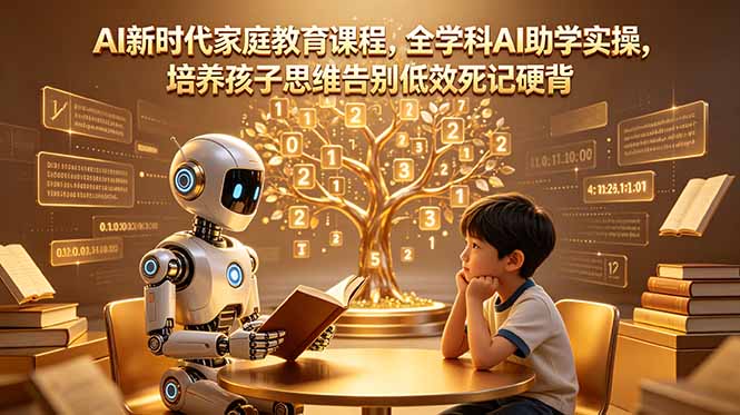 AI新时代家庭教育课程，全学科AI助学实操，培养孩子思维告别低效死记硬背-知芽创业社