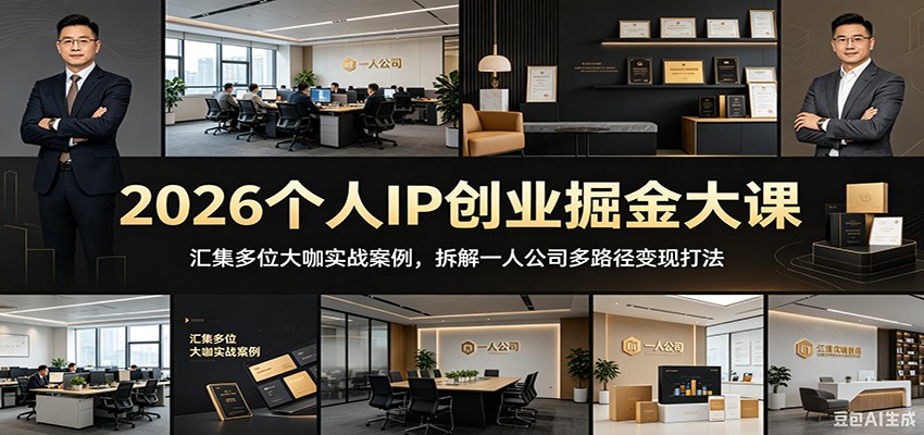 2026个人IP创业掘金大课：汇集多位大咖实战案例，拆解一人公司多路径变现打法-知芽创业社