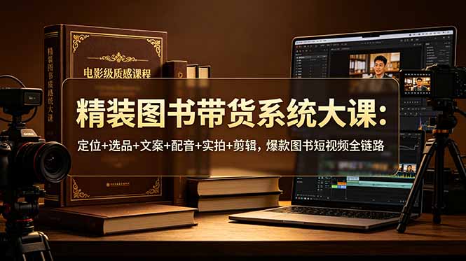 精装图书带货系统大课:定位+选品+文案+配音+实拍+剪辑,爆款图书短视频全链路-知芽创业社