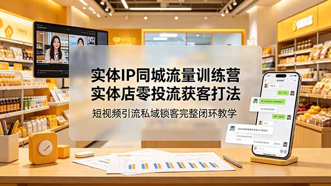 实体IP同城流量训练营:实体店零投流获客打法,短视频引流私域锁客完整闭环教学-知芽创业社