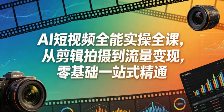 AI短视频全能实操全课，从剪辑拍摄到流量变现，零基础一站式精通-知芽创业社