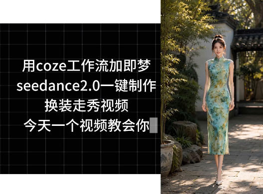 用coze工作流加即梦seedance2.0一键制作换装走秀视频，今天一个视频教会你-知芽创业社