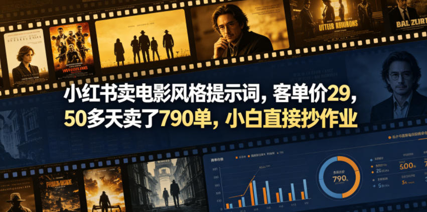 小红书卖电影风格提示词，客单价29，50多天卖了790单，小白直接抄作业！-知芽创业社