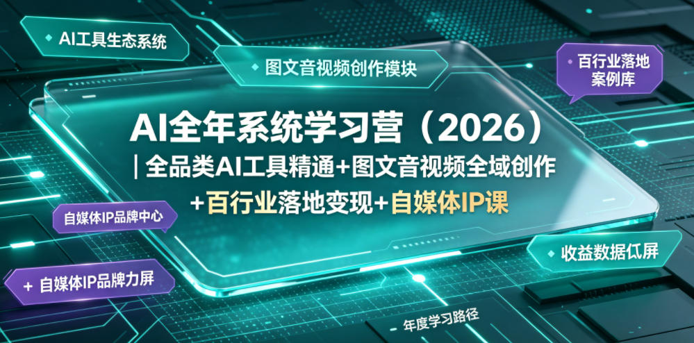 AI全年系统学习营(2026)|全品类AI工具精通+图文音视频全域创作+百行业落地变现+自媒体IP打造年度进阶大课-知芽创业社