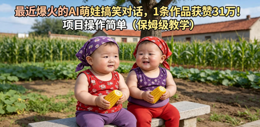 最近爆火的AI萌娃搞笑对话，1条作品获赞31W，项目操作简单(保姆级教学)-知芽创业社