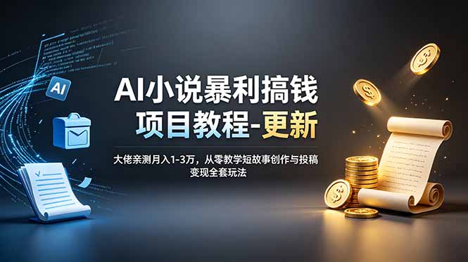 AI小说暴利搞钱项目教程-更新,大佬亲测月入1-3万,从零教学短故事创作与投稿变现全套玩法-知芽创业社