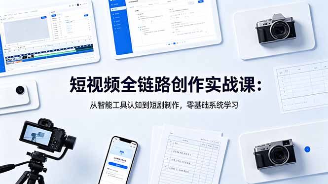短视频全链路创作实战课：从智能工具认知到短剧制作，零基础系统学习-知芽创业社
