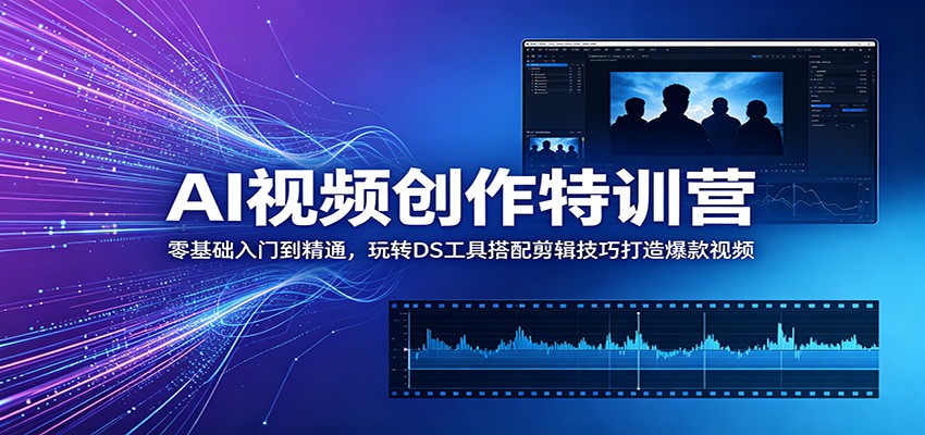 AI视频创作特训营:零基础入门到精通,玩转DS工具搭配剪辑技巧打造爆款视频-知芽创业社