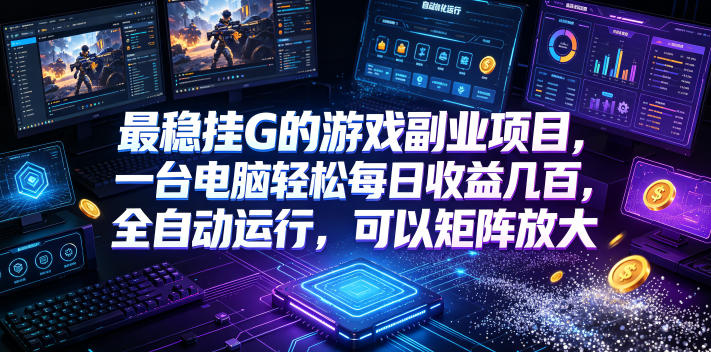 最稳挂G的游戏副业项目，一台电脑轻松每日收益几百，全自动运行，可以矩阵放大【揭秘】-知芽创业社