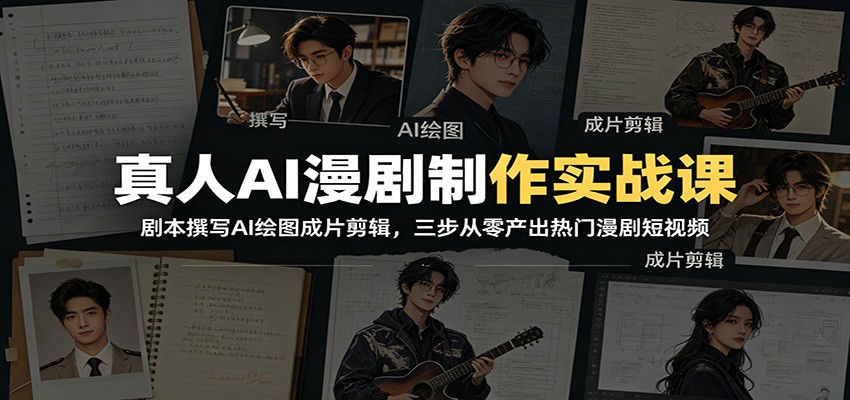 真人AI漫剧制作实战课：剧本撰写AI绘图成片剪辑，三步从零产出热门漫剧短视频-知芽创业社