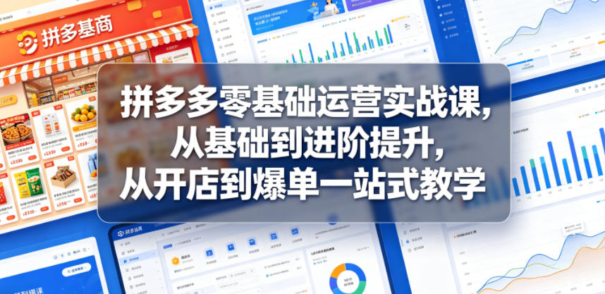拼多多零基础运营实战课，从基础到进阶提升，从开店到爆单一站式教学-知芽创业社