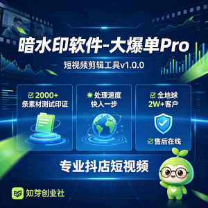 暗水印软件-大爆单Pro·短视频剪辑工具v1.0处理速度比市面上快很多-知芽创业社