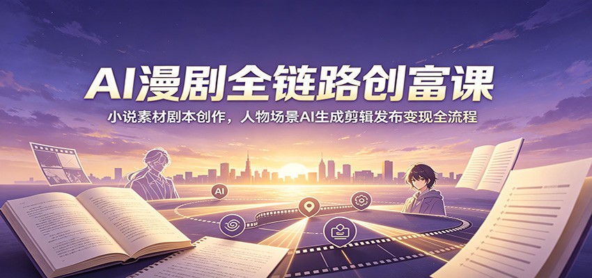 AI漫剧全链路创富课：小说素材剧本创作，人物场景AI生成剪辑发布变现全流程-知芽创业社