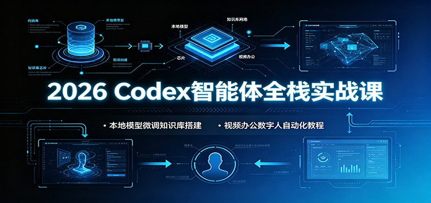 2026 Codex智能体全栈实战课：本地模型微调知识库搭建，视频办公数字人自动化教程-知芽创业社