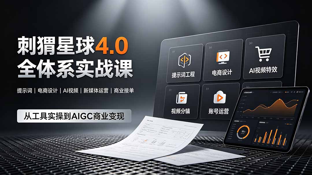 刺猬星球4.0全体系实战课,覆盖提示词工程、电商设计、AI视频特效与新媒体运营,一站式掌握AIGC商业核心技能-知芽创业社