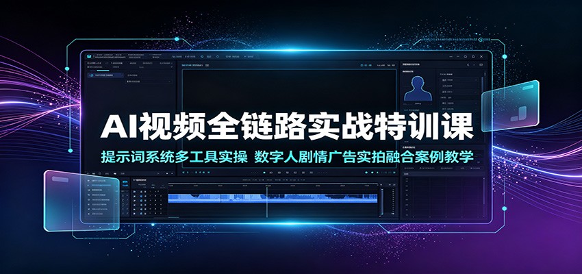 AI视频全链路实战特训课：提示词系统多工具实操，数字人剧情广告实拍融合案例教学-知芽创业社