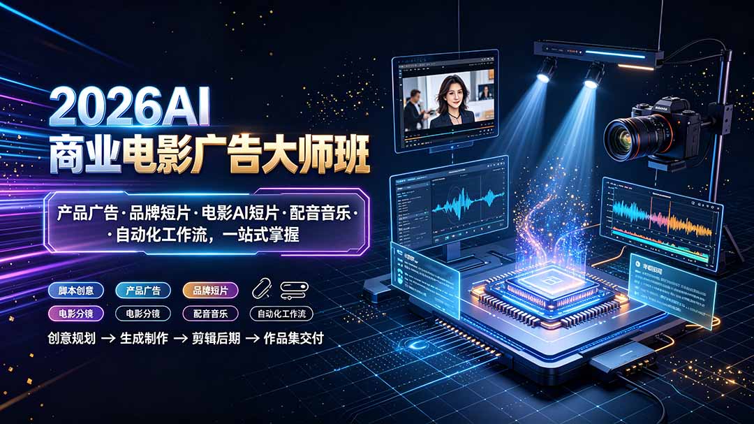 2026AI商业电影广告大师班:产品广告·品牌短片·电影AI短片·配音音乐·自动化工作流,一站式掌握-知芽创业社