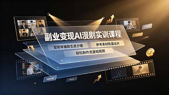 副业变现AI漫剧实训课程,智能体辅助生成分镜,参考素材批量出片,轻松制作流量短视频-知芽创业社