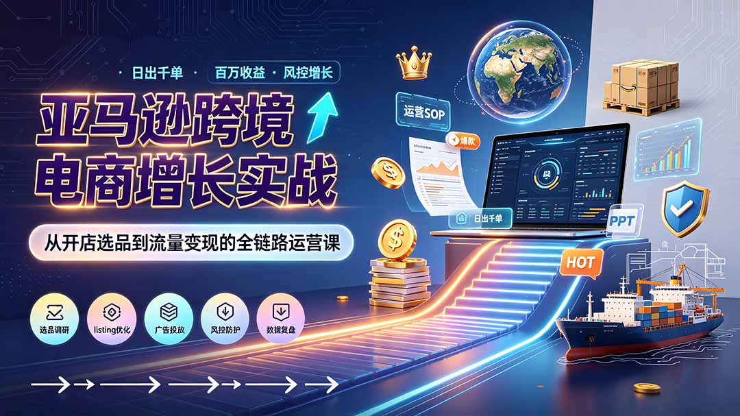 亚马逊0-1孵化特训营8期:从注册风控到稳定日出千单实战,规避审核封店风险,标准化执行流程落地-知芽创业社
