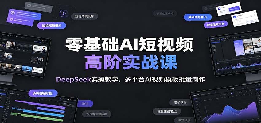 零基础AI短视频高阶实战课:DeepSeek实操教学,多平台AI视频模板批量制作-知芽创业社