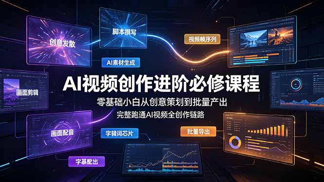 AI视频创作进阶必修课程:零基础小白从创意策划到批量产出,完整跑通AI视频全创作链路-知芽创业社