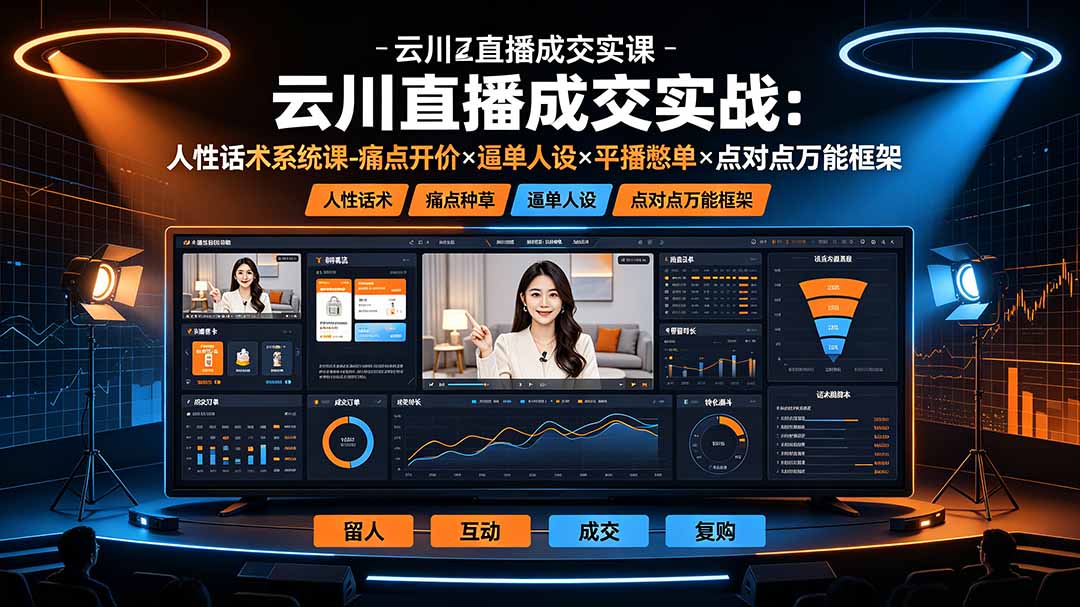 云川直播成交实战：人性话术系统课-痛点种草×塑品开价×逼单人设×平播憋单×点对点万能框架-知芽创业社