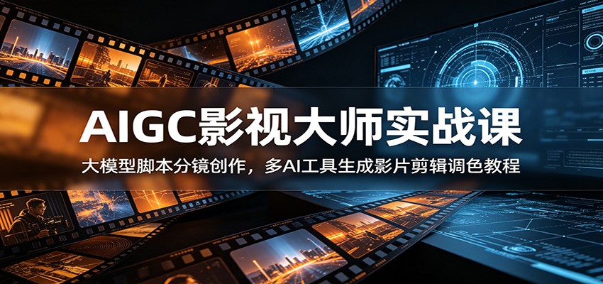 AIGC影视大师实战课：大模型脚本分镜创作，多AI工具生成影片剪辑调色教程-知芽创业社