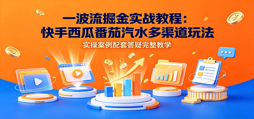 一波流掘金实战教程:快手西瓜番茄汽水多渠道玩法,实操案例配套答疑完整教学-知芽创业社