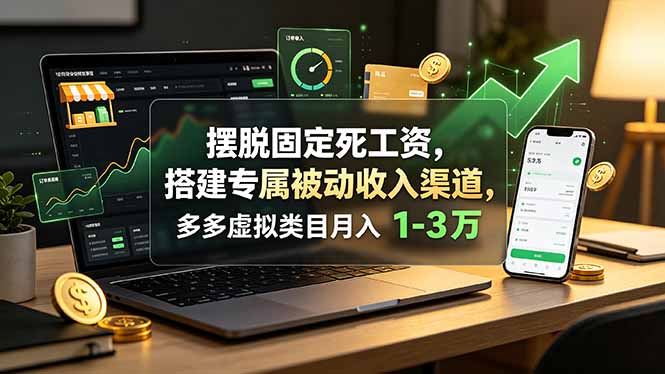 摆脱固定死工资,搭建专属被动收入渠道,多多虚拟类目月入 1-3 万-知芽创业社