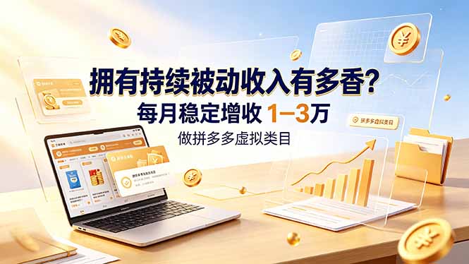拥有持续被动收入有多香?做拼多多虚拟类目,每月稳定增收 1-3 万-知芽创业社