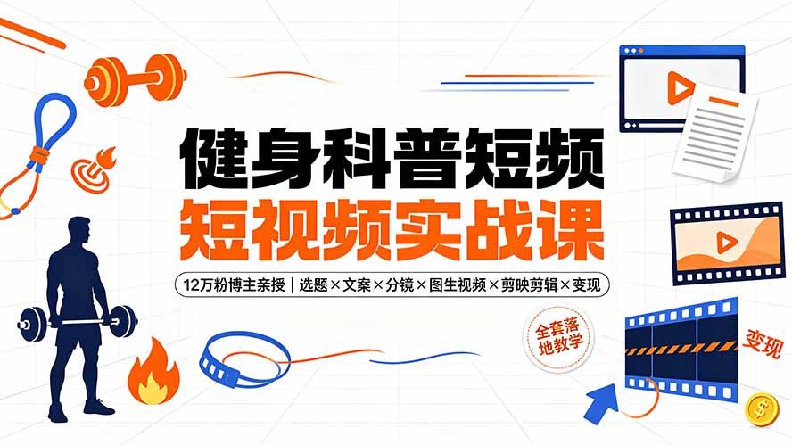 健身科普短视频实战课-12万粉博主亲授|选题×文案×分镜×图生视频×剪映剪辑×变现,全套落地教学-知芽创业社