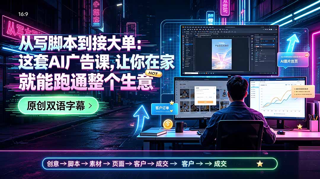 从写脚本到接大单：这套AI广告课，让你在家就能跑通整个生意【原创双语字幕】-知芽创业社
