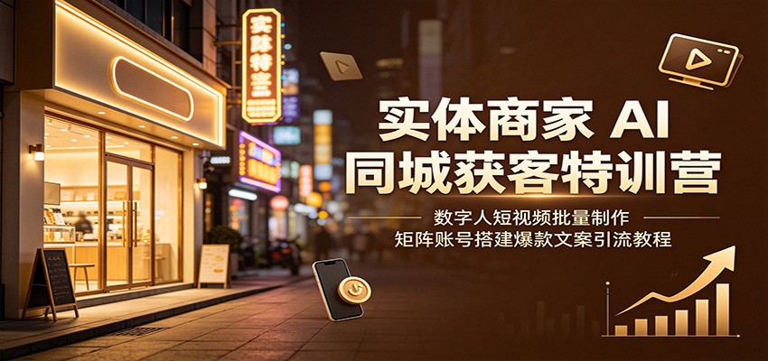 实体商家AI同城获客特训营：数字人短视频批量制作，矩阵账号搭建爆款文案引流教程-知芽创业社