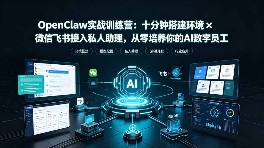 OpenClaw实战特训营:十分钟搭建环境×微信飞书接入私人助理,从零培养你的AI数字员工-知芽创业社