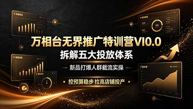 万相台无界推广特训营VI0.0,拆解五大投放体系,新品打爆人群截流实操,控预算稳步拉高店铺投产-知芽创业社