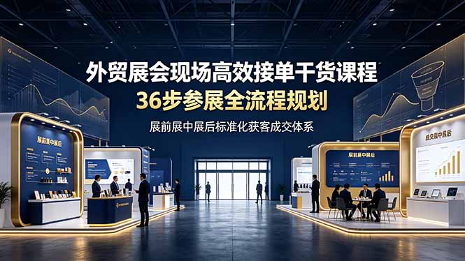 外贸展会现场高效接单干货课程,36步参展全流程规划,展前展中展后标准化获客成交体系-知芽创业社