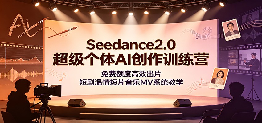 Seedance2.0超级个体AI创作训练营：免费额度高效出片，短剧温情短片音乐MV系统教学-知芽创业社