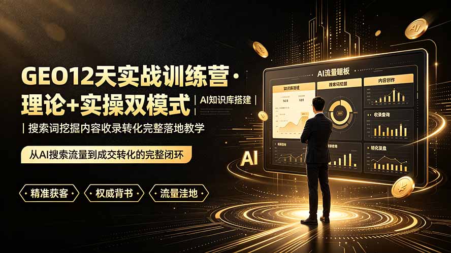 GEO12天实战训练营·理论+实操双模式｜AI知识库搭建｜搜索词挖掘内容收录转化完整落地教学-知芽创业社