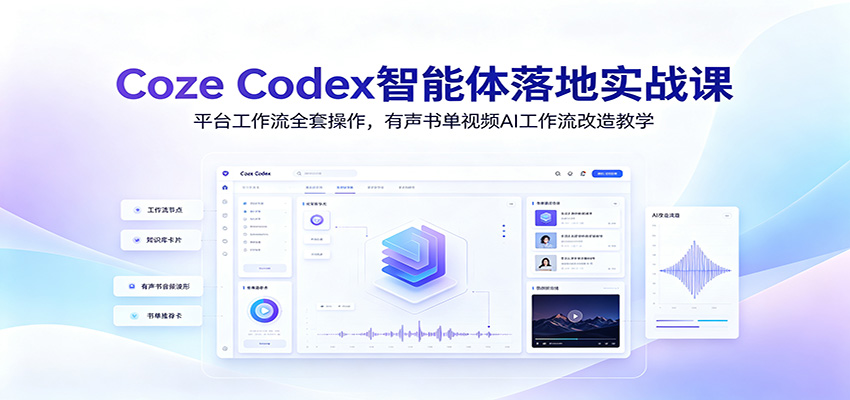 Coze Codex智能体落地实战课：平台工作流全套操作，有声书单视频AI工作流改造教学-知芽创业社