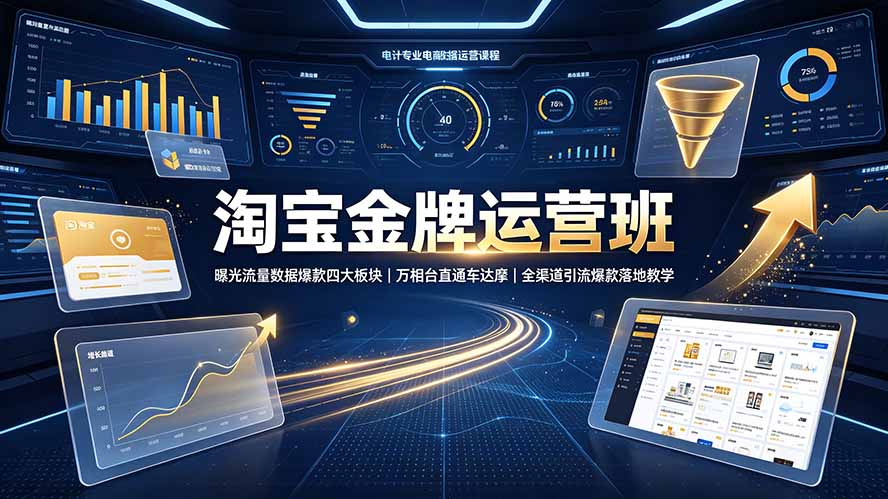 淘宝金牌运营班-7月：曝光流量数据爆款四大板块｜万相台直通车达摩｜全渠道引流爆款落地教学-知芽创业社