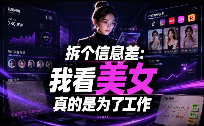 【理直气壮】我给看美女找了一个非常恰当的理由,信息差项目-知芽创业社